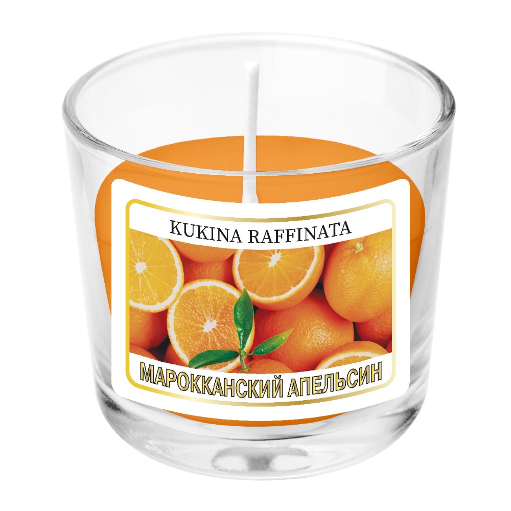 Свеча ароматическая в подсвечнике Kukina Raffinata марокканский апельсин 90 мл, цвет оранжевый - фото 1