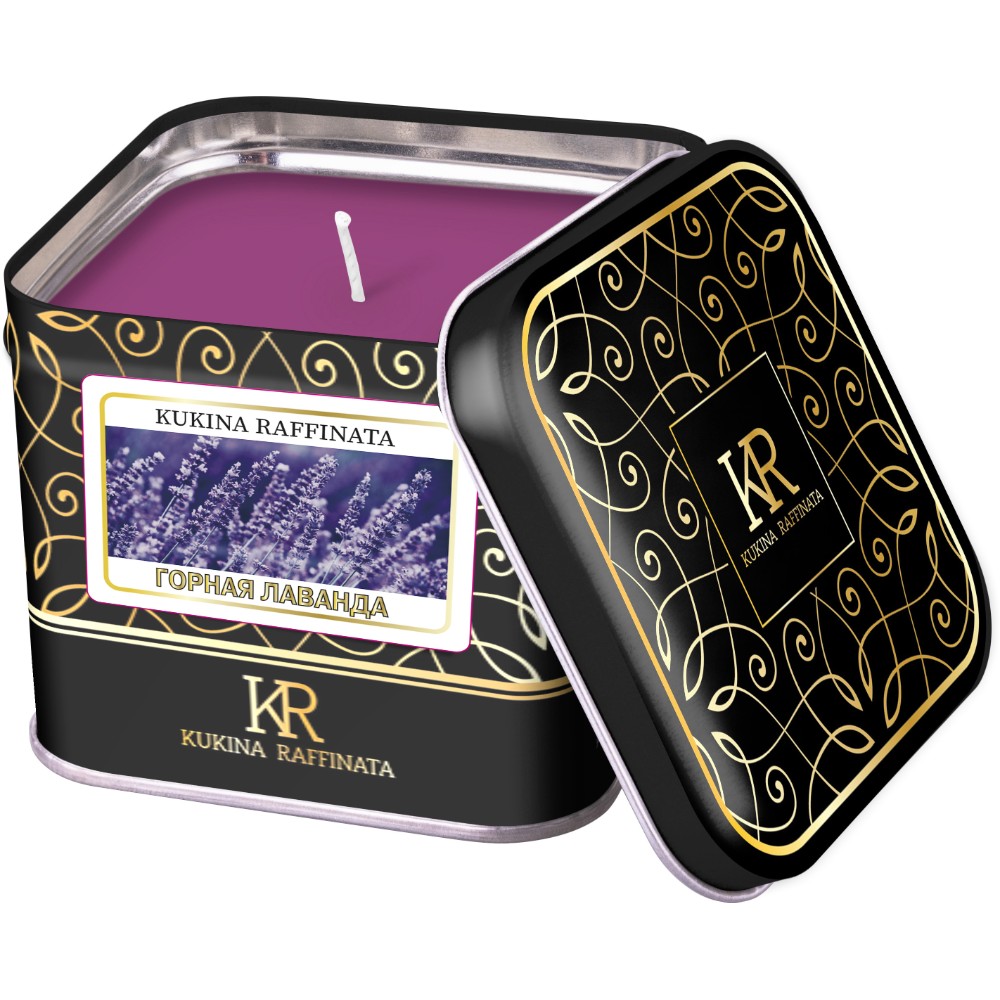 Свеча ароматическая в жестяной банке Kukina Raffinata горная лаванда aladino свеча ароматическая лаванда 510