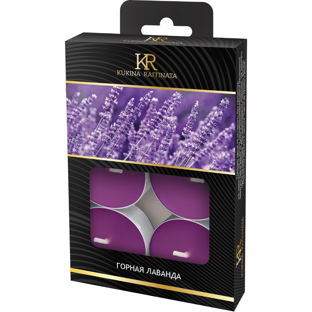 Свеча чайная ароматическая Kukina Raffinata горная лаванда 6 шт, цвет фиолетовый - фото 1