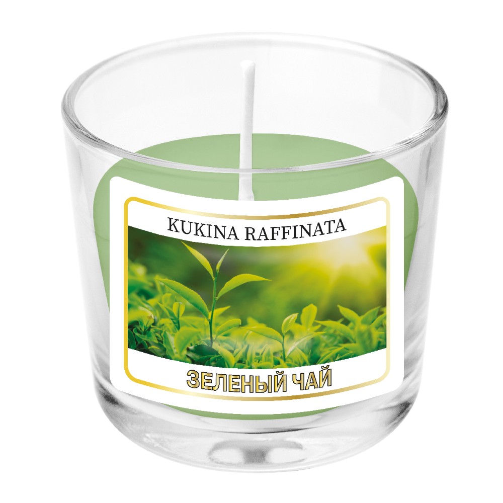 Свеча ароматическая в подсвечнике Kukina Raffinata зеленый чай 90 мл - фото 1