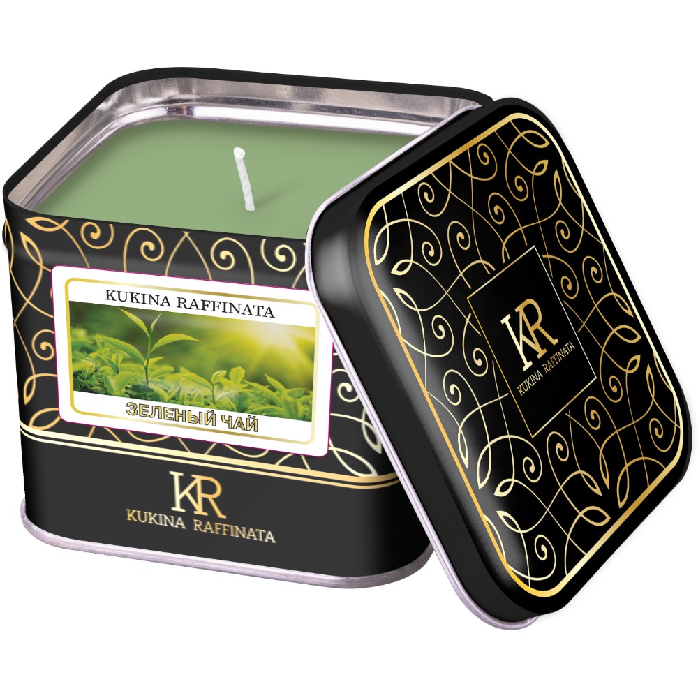 Свеча ароматическая в жестяной банке Kukina Raffinata зеленый чай свеча ароматическая в банке