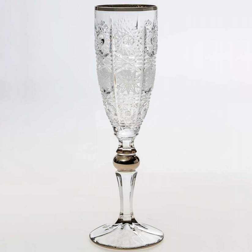 Набор бокалов для шампанского Bohemia Jihlava 500pk отводка платина, платиновый шар 180 мл 6 шт ваза bernadotte деколь отводка платина 19 см