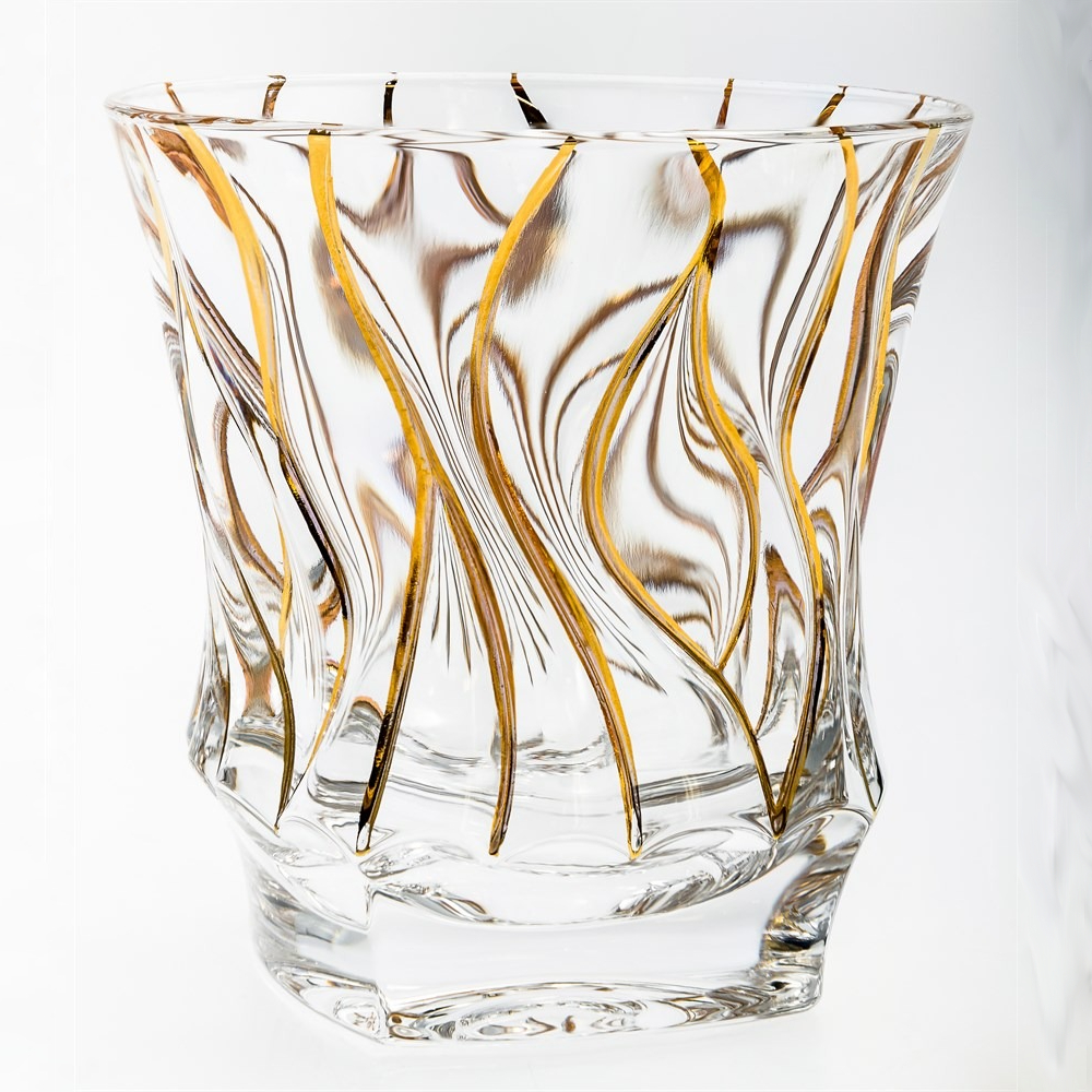 фото Набор стаканов для виски bohemia jihlava bamboo золотые линии 300 мл 6 шт