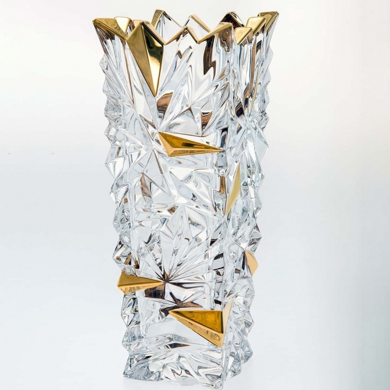 Ваза Bohemia Jihlava Glacier декор золото 30,5 см ваза bohemia jihlava bamboo декор платина 30 см