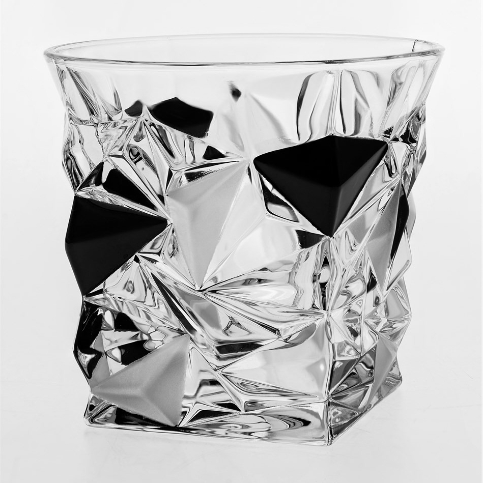 Набор стаканов для виски Bohemia Jihlava Glacier черный матовый 350 мл 6 шт, цвет прозрачный - фото 1
