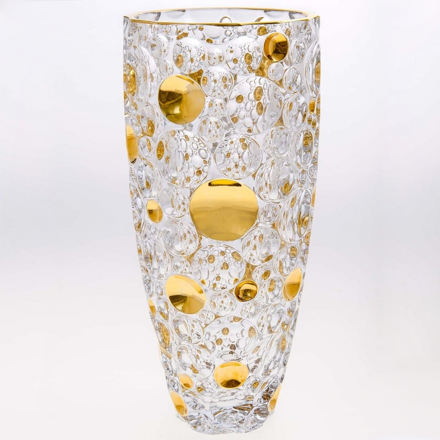 Ваза Bohemia Jihlava Lisboa декор золотые круги 35 см ваза bohemia jihlava bamboo декор золото 30 см