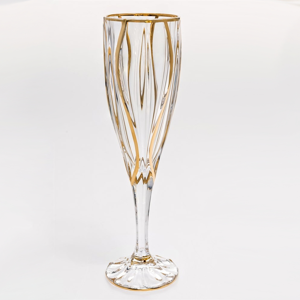 Набор бокалов для шампанского Bohemia Jihlava Ocean золото 180 мл 6 шт ваза bohemia jihlava ocean декор золото 30 см