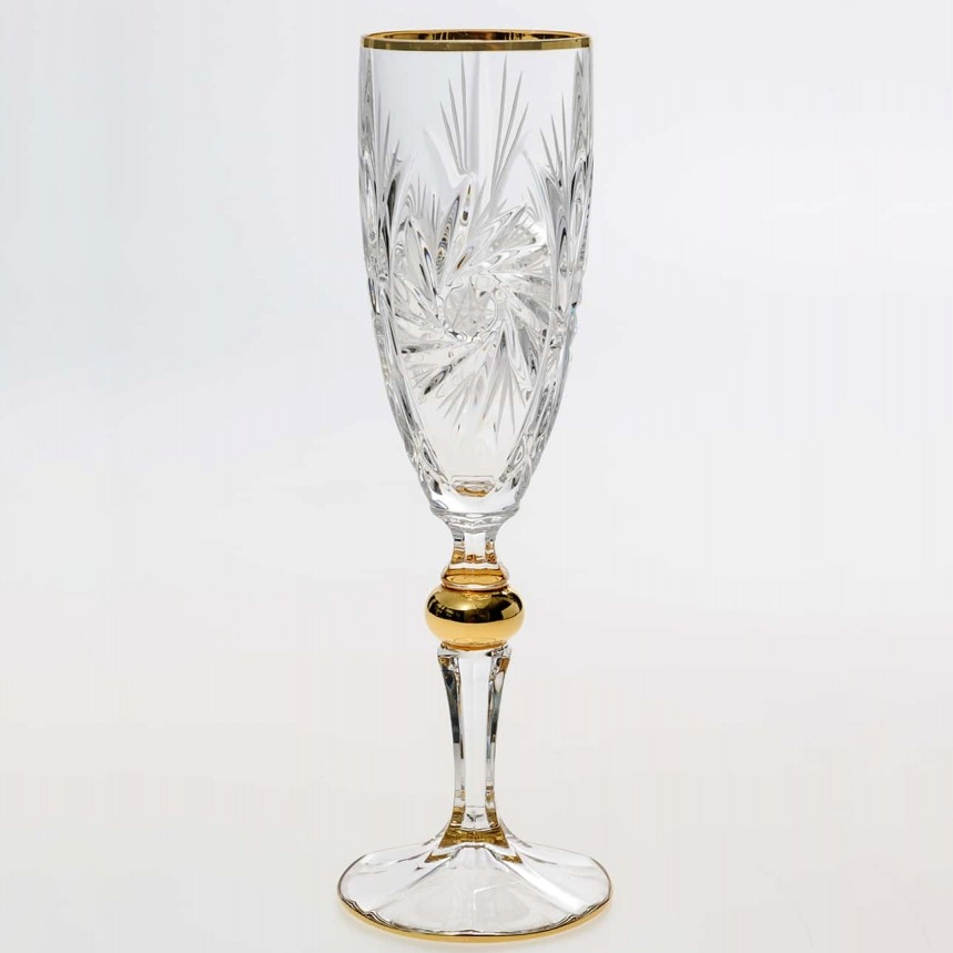 Набор бокалов для шампанского Bohemia Jihlava Pinwheel золотой шар 180 мл 6 шт бутылочка для хранения с пипеткой 30 мл золотой белый