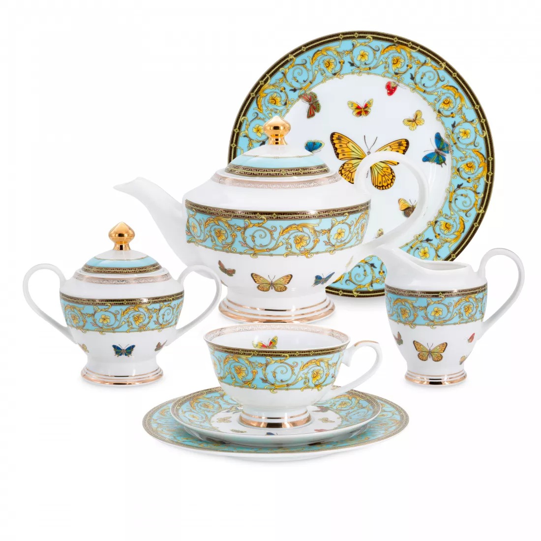Сервиз чайный ANNA LAFARG MIDORI Бабочки 42 предмета 12 персон чашка с блюдцем anna lafarg emily iris 250 мл