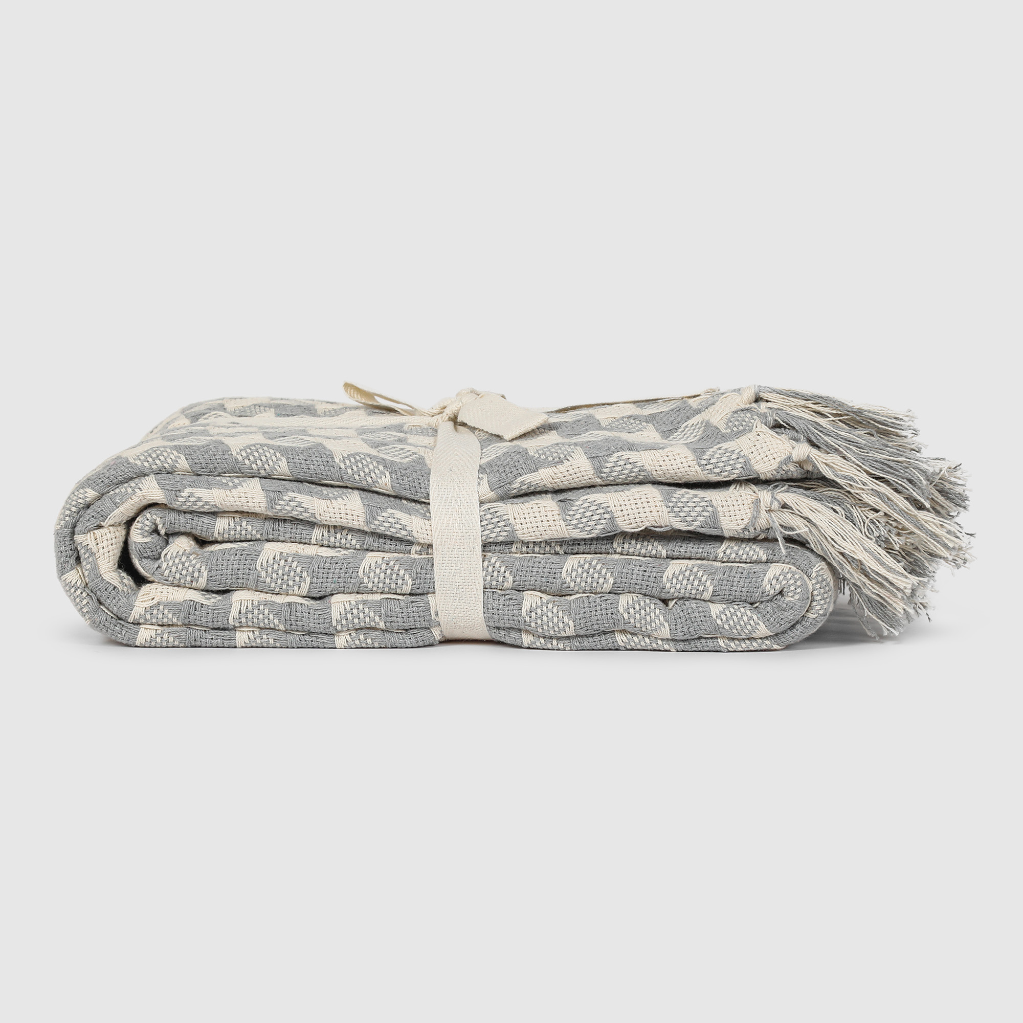 Плед Homelines textiles Peid-de-Poule grey серый 140х200 см, цвет бежевый - фото 2