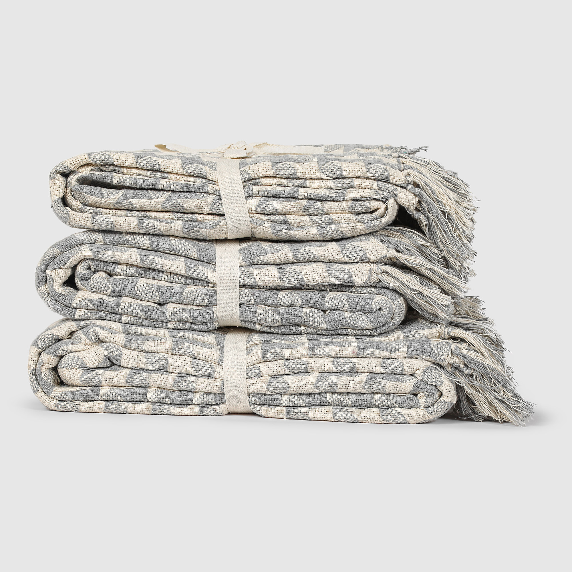 Плед Homelines textiles Peid-de-Poule grey серый 220х240 см, цвет бежевый - фото 5