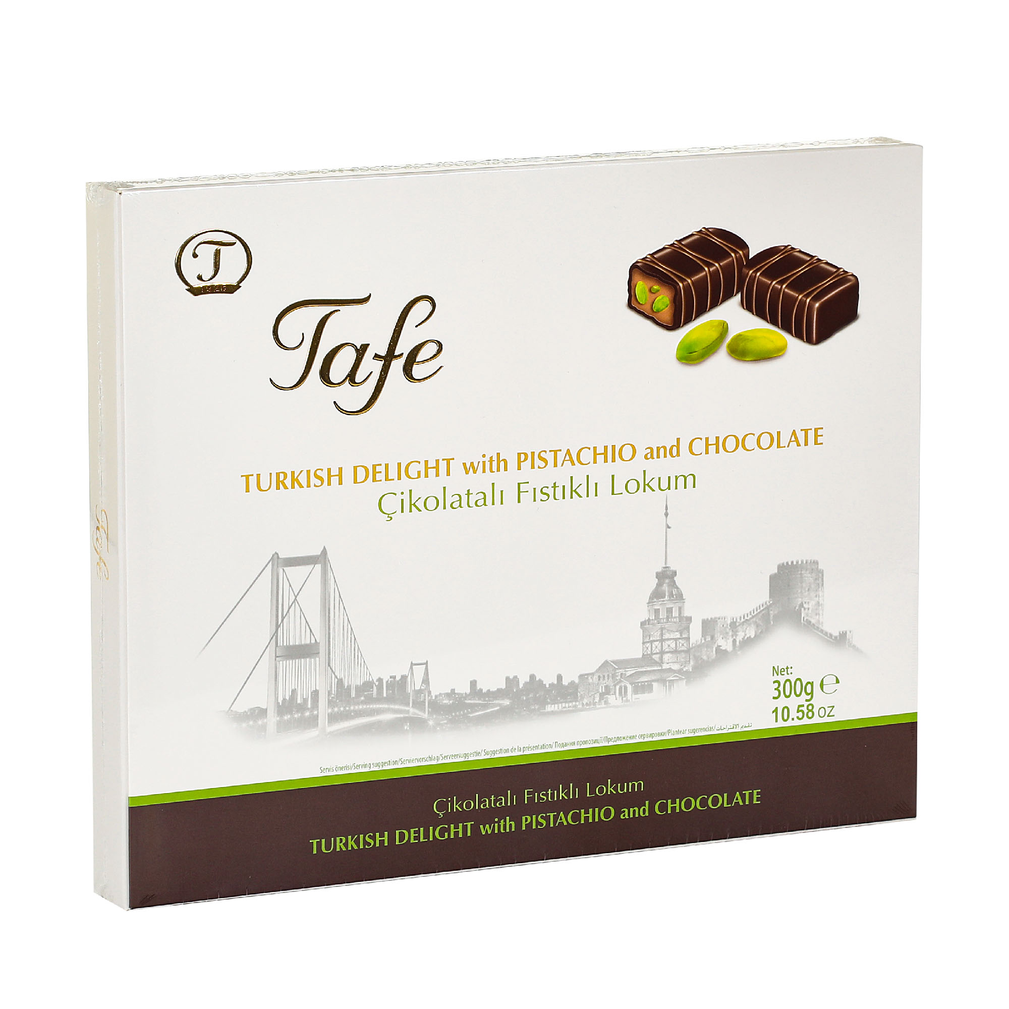 Лукум Tafe с фисташками в шоколаде 300 г шоколад ozera dark горький какао 55% 90 гр