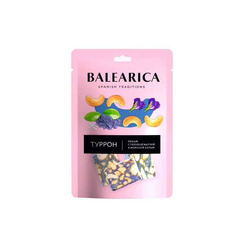 Туррон Balearica кешью с голубой матчей и морской солью, 50 г чай органический tipson матча с масала 25 пакетиков