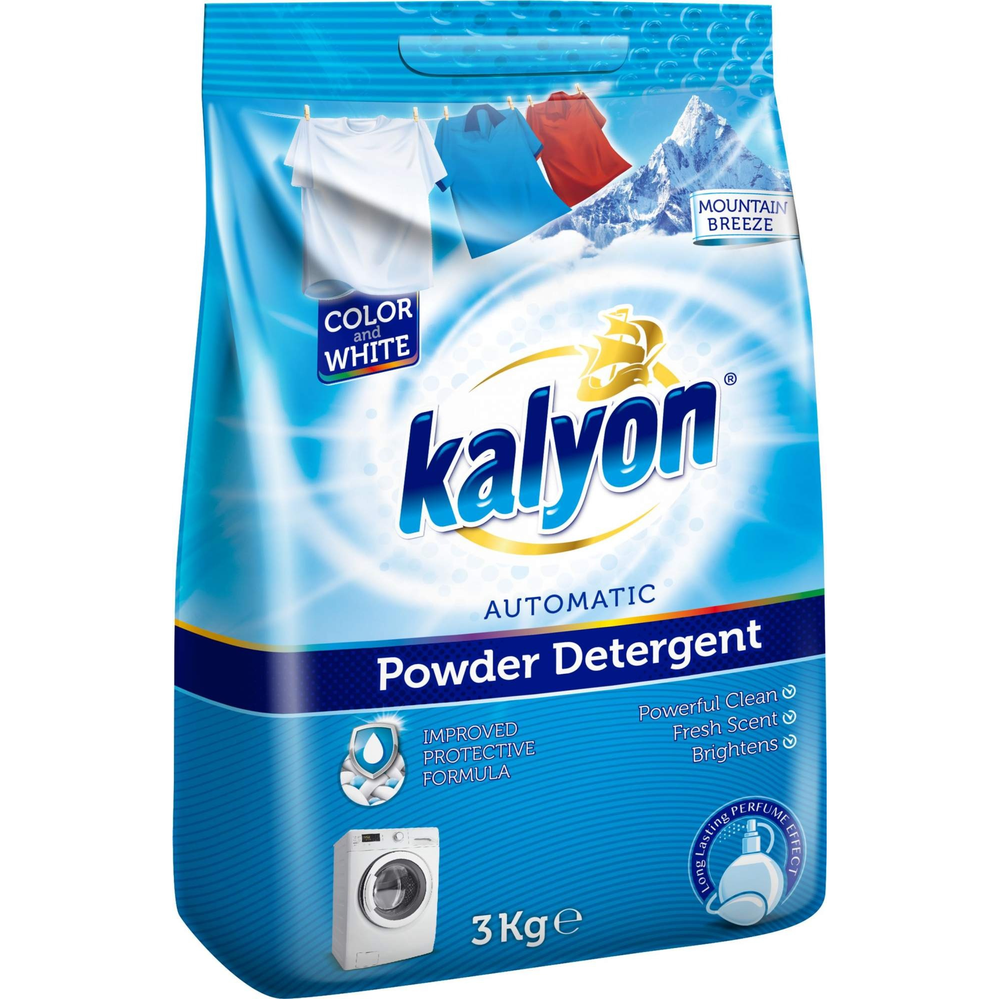 Порошок стиральный Kalyon Mountain breeze 3 кг жидкий стиральный порошок kalyon для белого белья 1 5 л