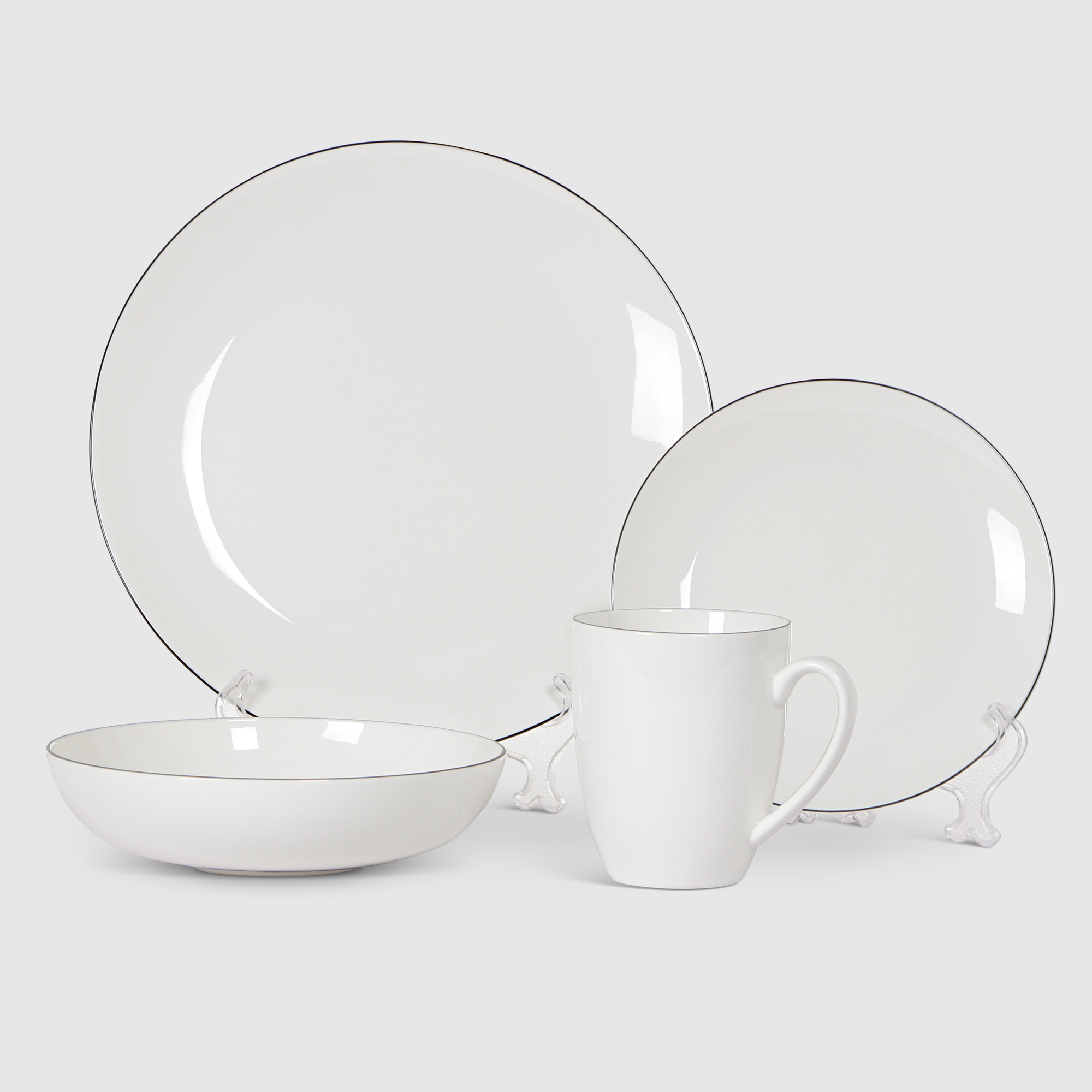 Набор посуды White Rabbit Black line из 16 предметов доска тарелка для подачи стейка adelica 28×22×1 8 см береза