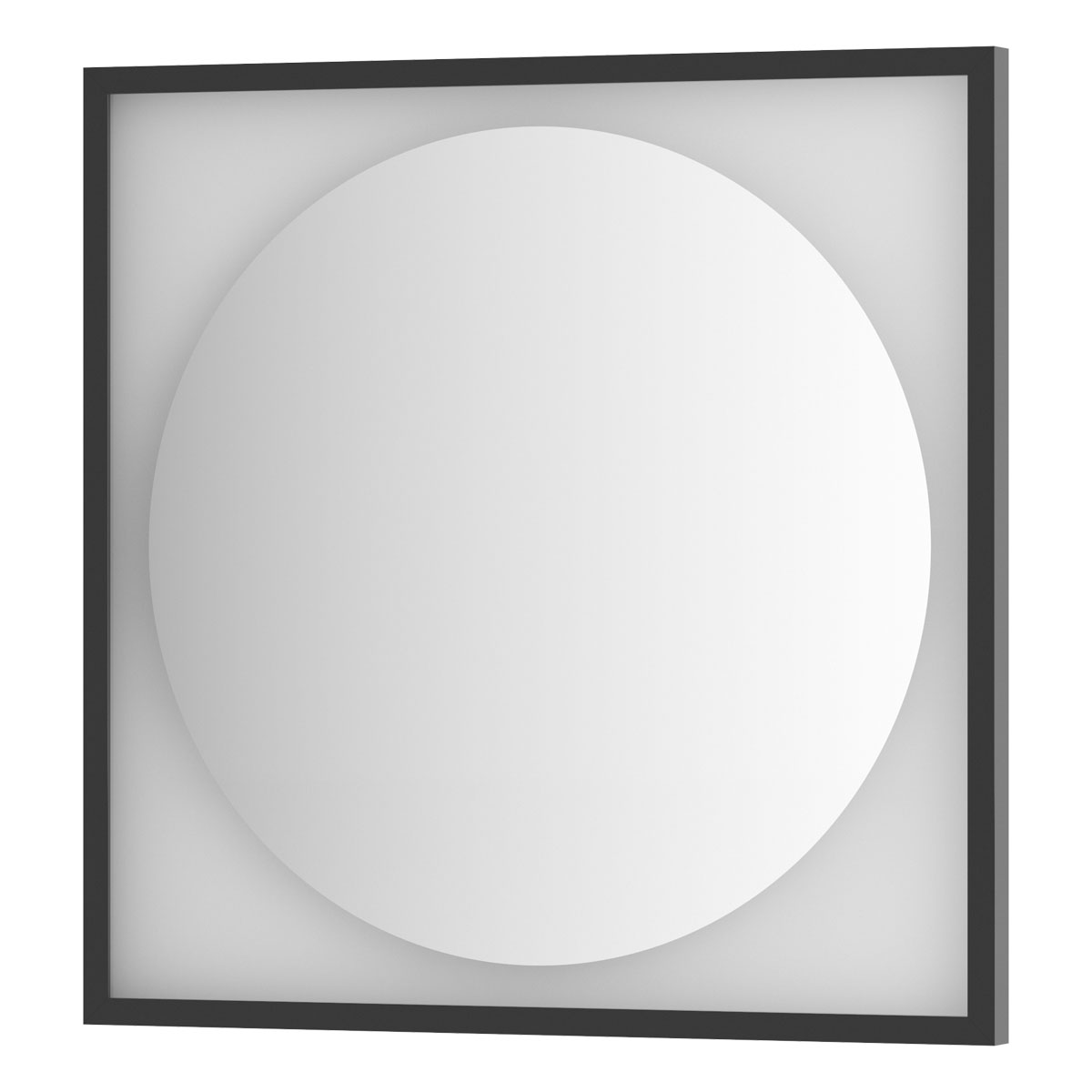 фото Зеркало defesto с led-подсветкой без выключателя 15 w нейтральный белый свет, черная рама 70x70 см