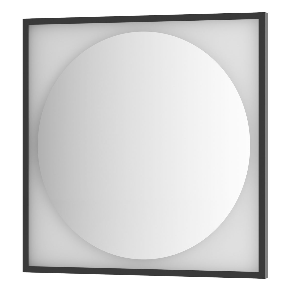 Зеркало Defesto с LED-подсветкой без выключателя 18 W нейтральный белый свет, черная рама 80x80 см