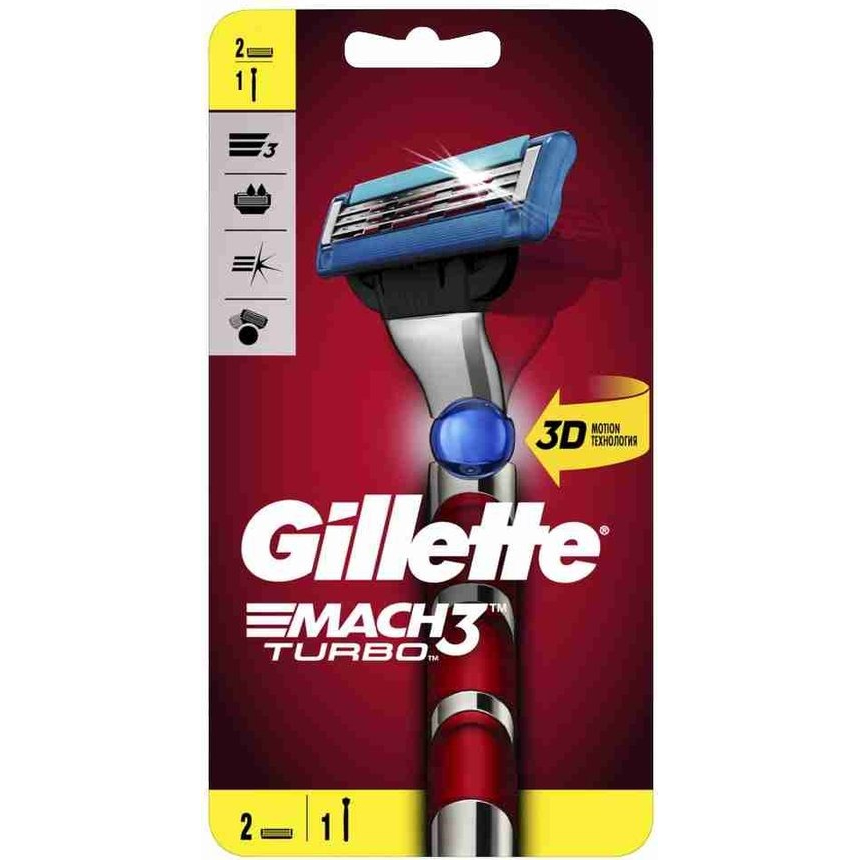 Бритва Gillette Mach 3 Turbo с 2 сменными кассетами gillette увлажняющее средство для лица skin ultra sensitive