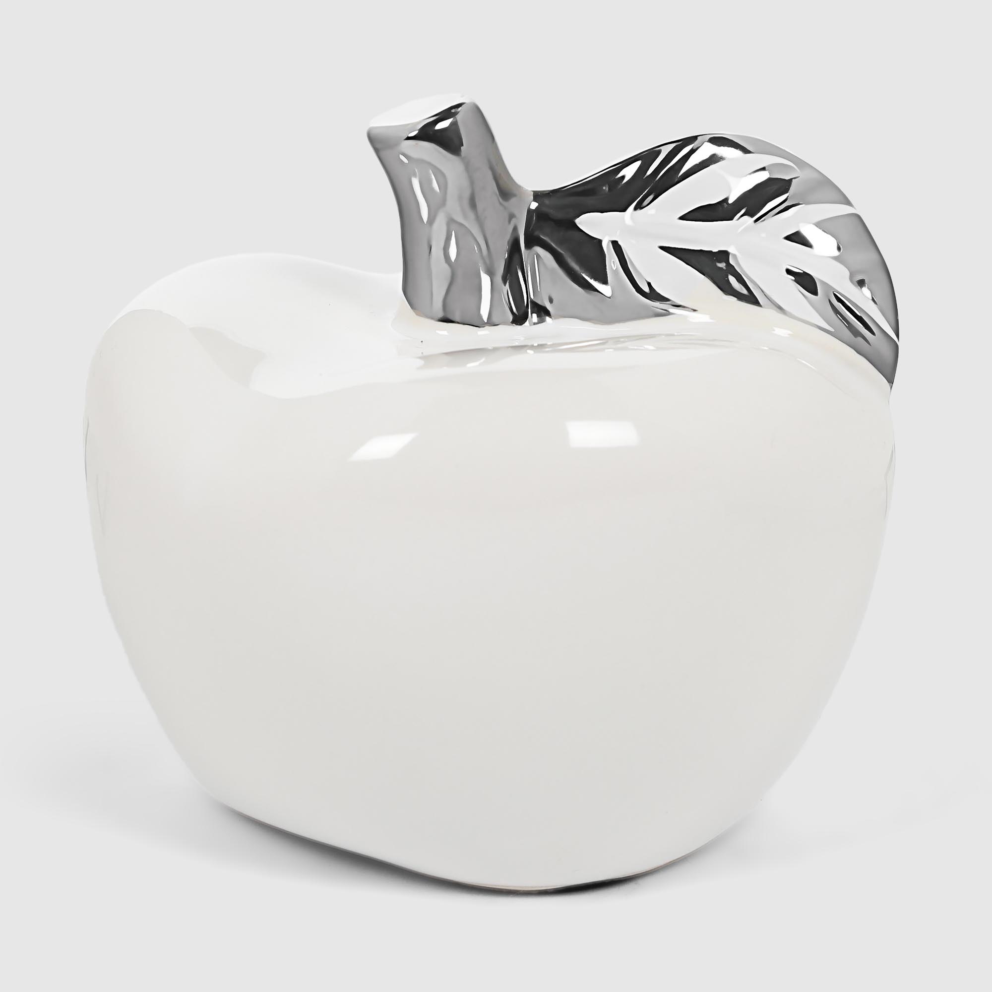 фигура декоративная яблоко бело золотая керамика 16 см Яблоко декоративное Dekor pap 13x13x10 см