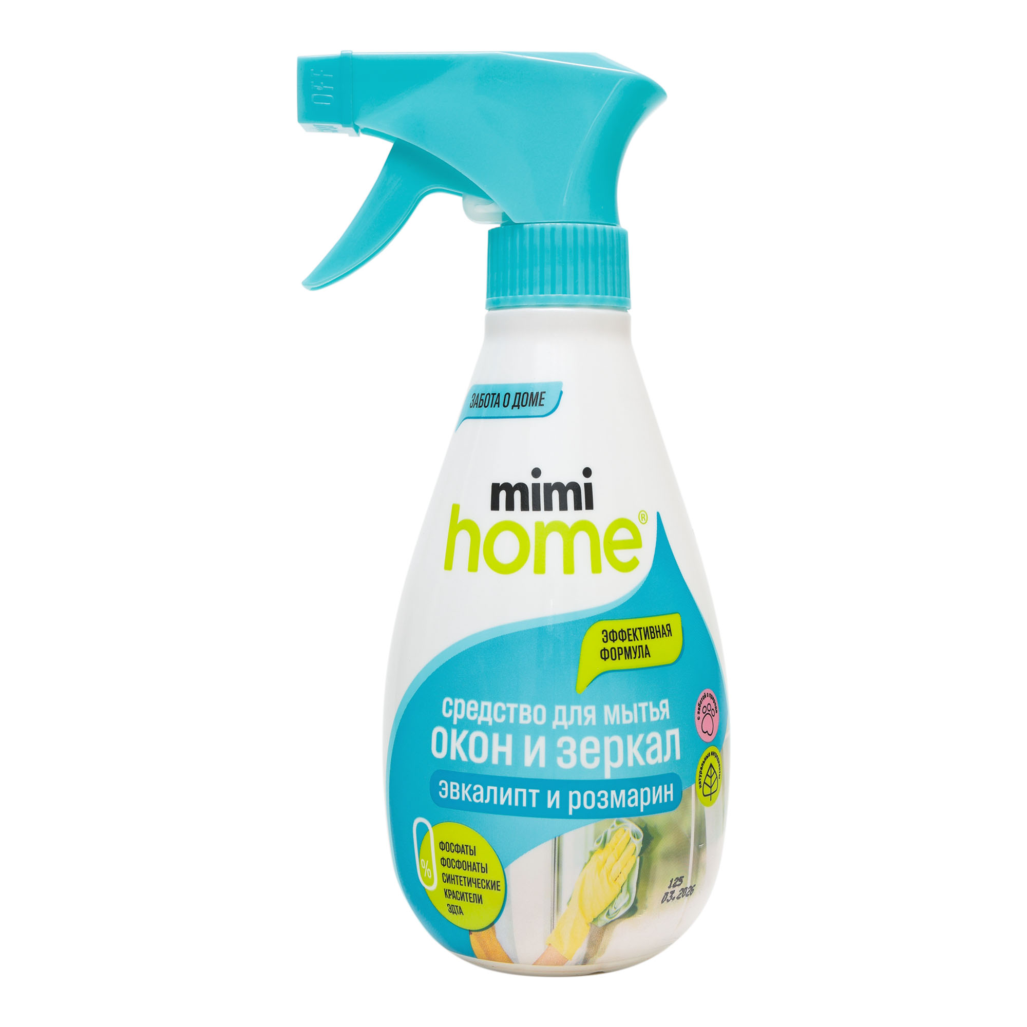 Средство для мытья окон Mimi Home Эвкалипт и розмарин 370 мл ароматическая смесь натуральная для бани ванны эвкалипт 100мл
