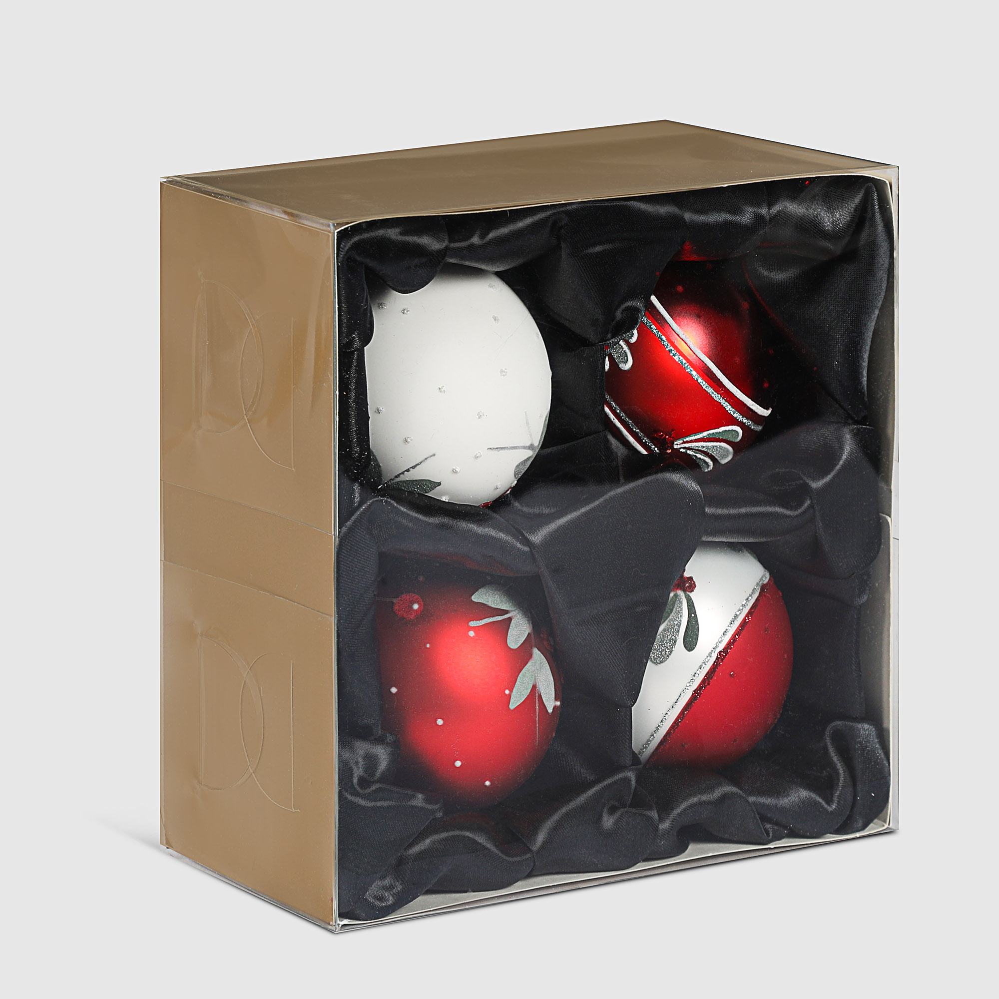 Набор елочных шаров Irena бело-красные 7 см 4 шт набор шаров в тубе kaemingk красные 7 шт