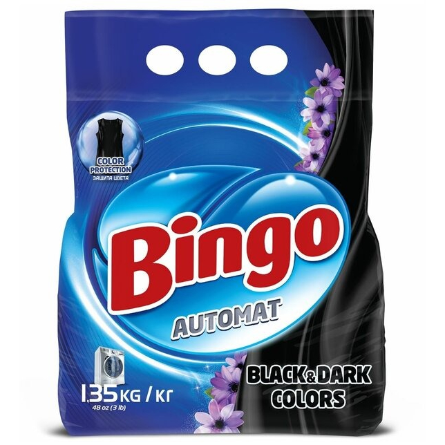 Порошок стиральный Bingo Black для темного белья 1,35 кг порошок bingo ультра белый для стирки белого белья 4 кг