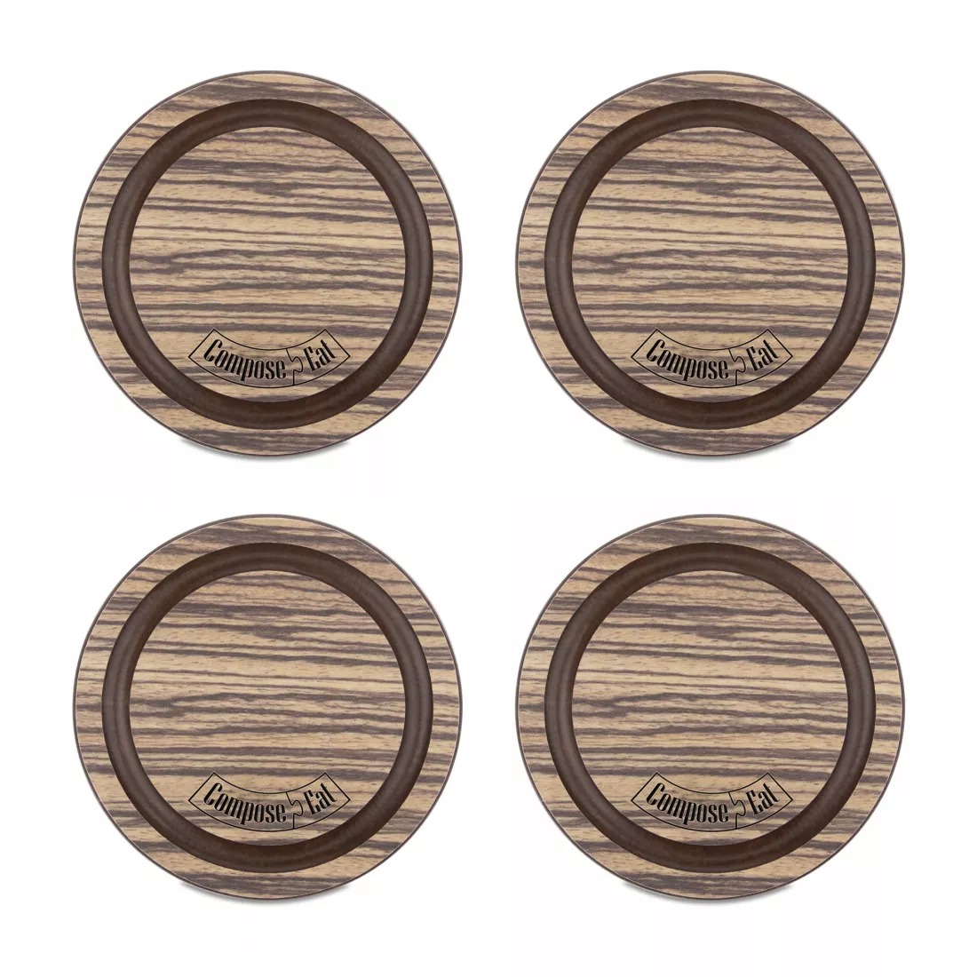 

Набор подставок под кружку ComposeEat зебрано натуральный 9,5 см 4 шт, Натуральное дерево