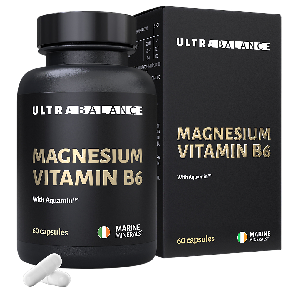 БАД Витамин магний Б6 Ultrabalance 60 капсул UB 30 г источник магния и витамна в6 magnesium b6 120 капсул