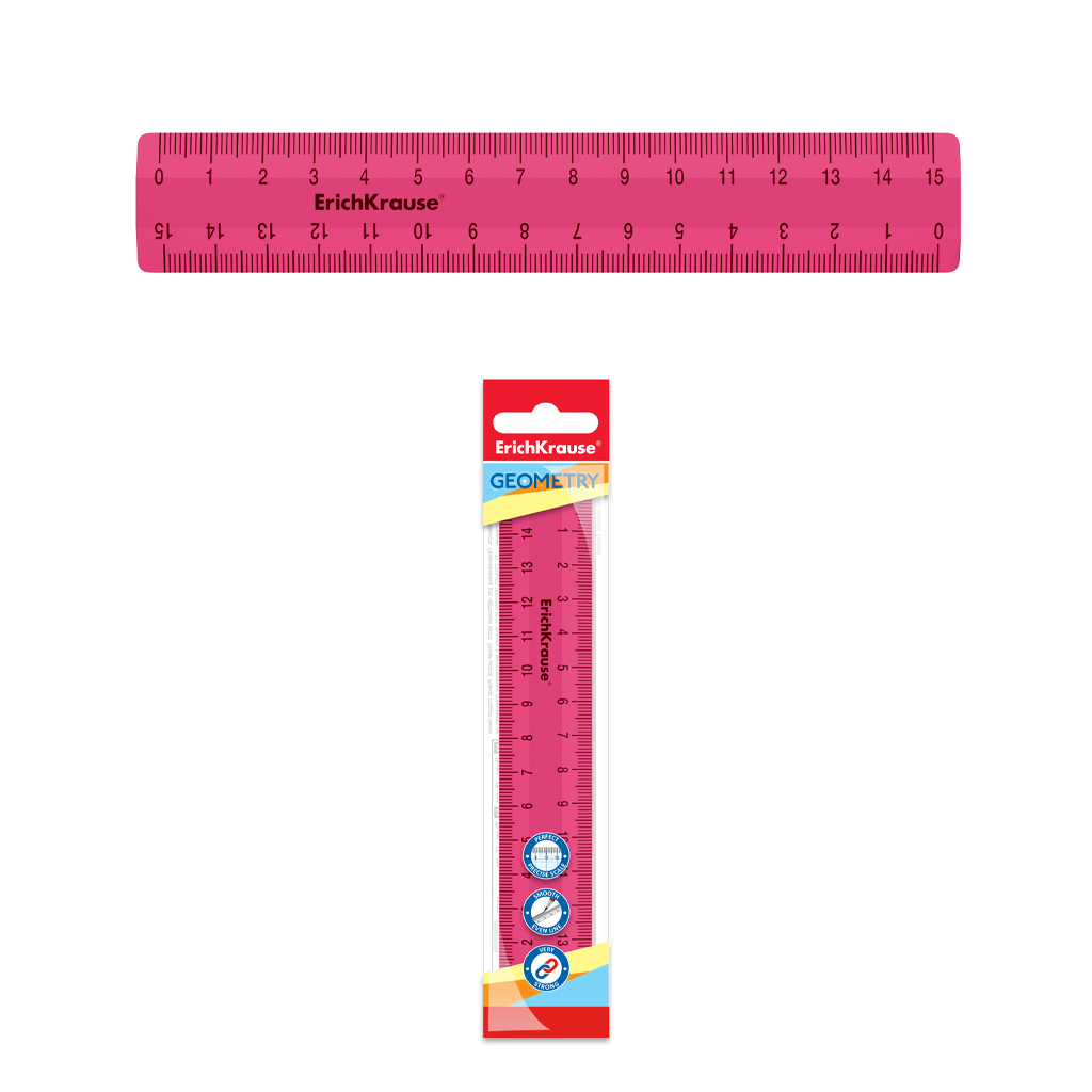 Линейка пластиковая Erich Krause Bubble Gum 15 см розовая линейка пластиковая erich krause zen cats 20 см