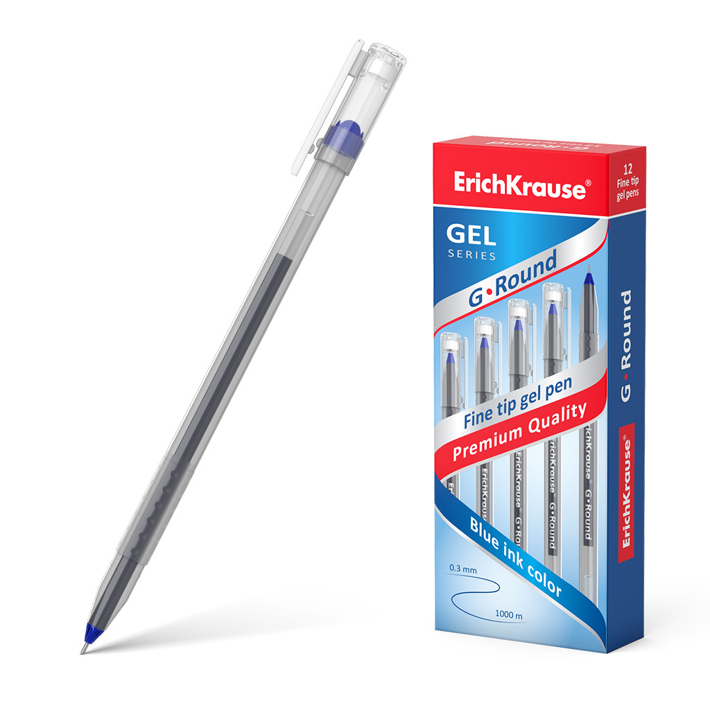 Ручка гелевая Erich Krause G-Round синяя ручка гелевая со стирающимися чернилами correct синяя 0 6мм