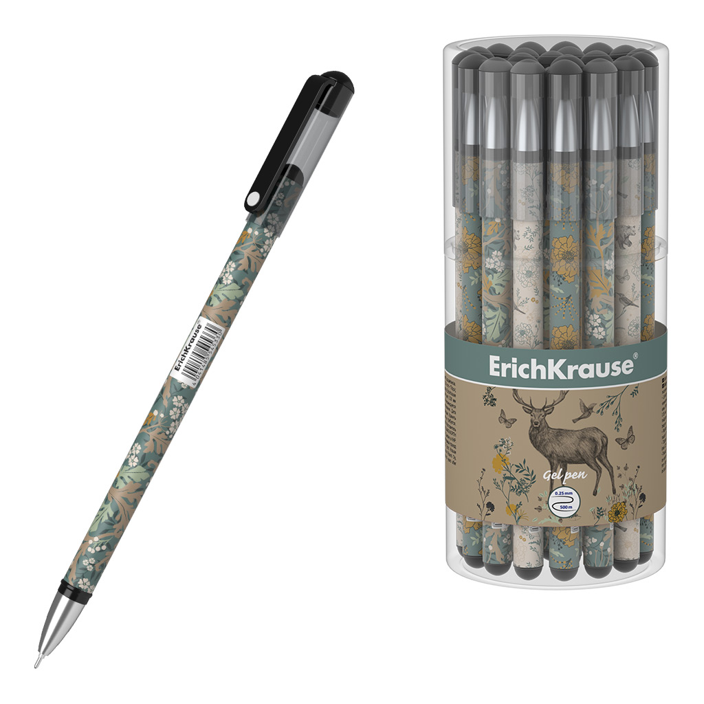 Ручка гелевая Erich Krause Natural Life Stick черная в ассортименте лэтуаль ручка гелевая rabbit