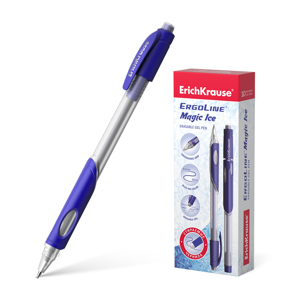 Ручка гелевая сo стираемыми чернилами Erich Krause ErgoLine Magic Ice синяя bic гелевая ручка