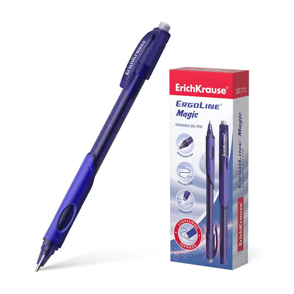 Ручка гелевая сo стираемыми чернилами Erich Krause ErgoLine Magic синяя ручка гелевая erich krause r 301 original gel stick 0 5 черная