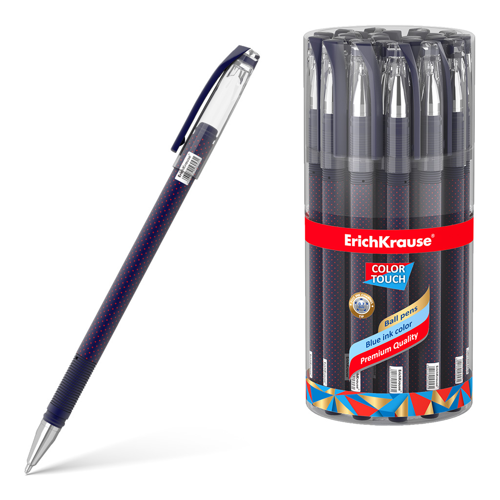 Ручка шариковая Erich Krause ColorTouch Dots in Blue синяя щётка расчёска двухсторонняя нескользящая ручка чёрно синяя 17 5 х 6 5 см