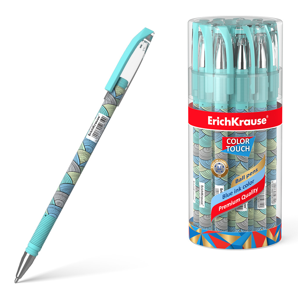 Ручка шариковая Erich Krause ColorTouch Emerald Wave синяя щётка расчёска двухсторонняя нескользящая ручка чёрно синяя 17 5 х 6 5 см