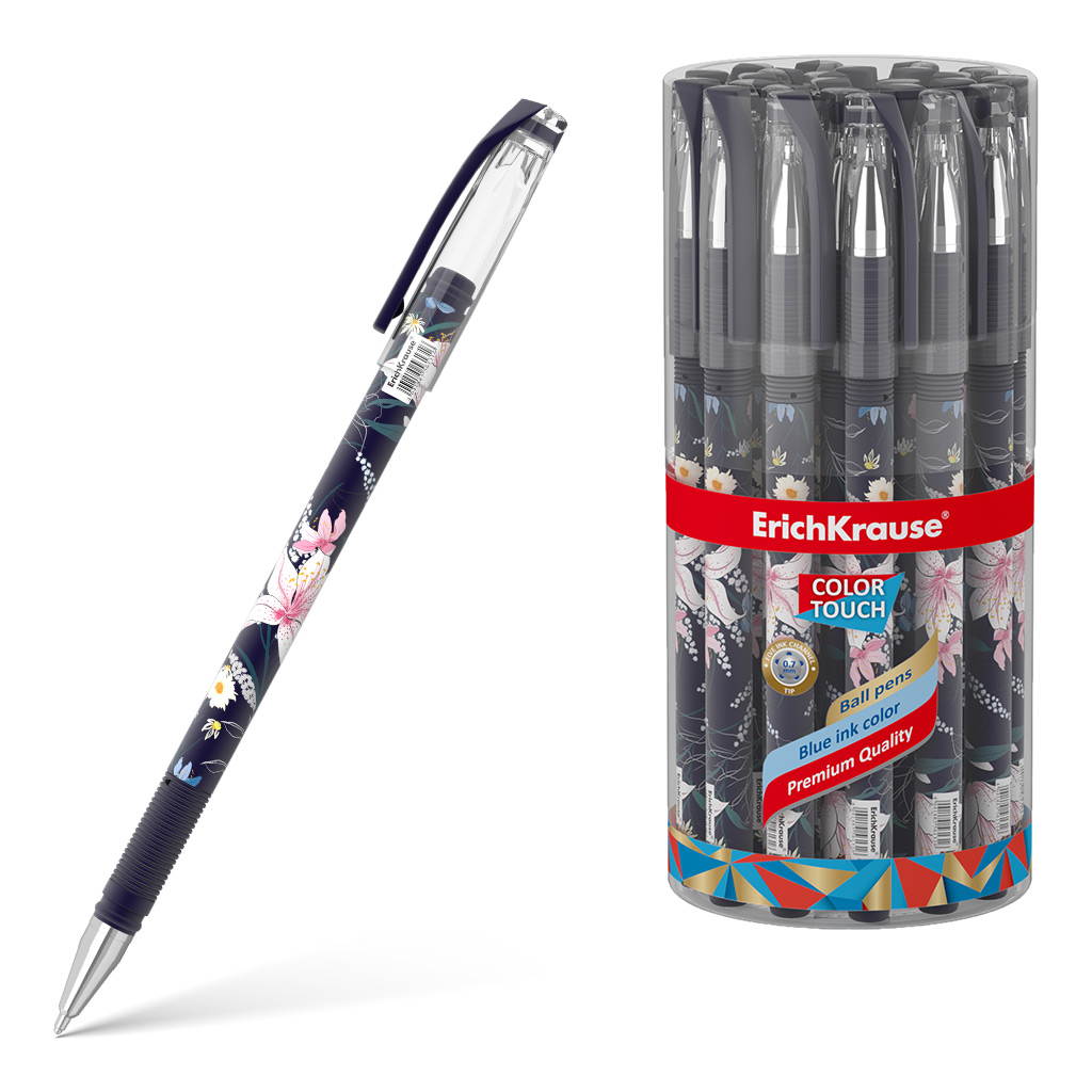 Ручка шариковая Erich Krause ColorTouch Lily синяя щётка расчёска двухсторонняя нескользящая ручка чёрно синяя 17 5 х 6 5 см