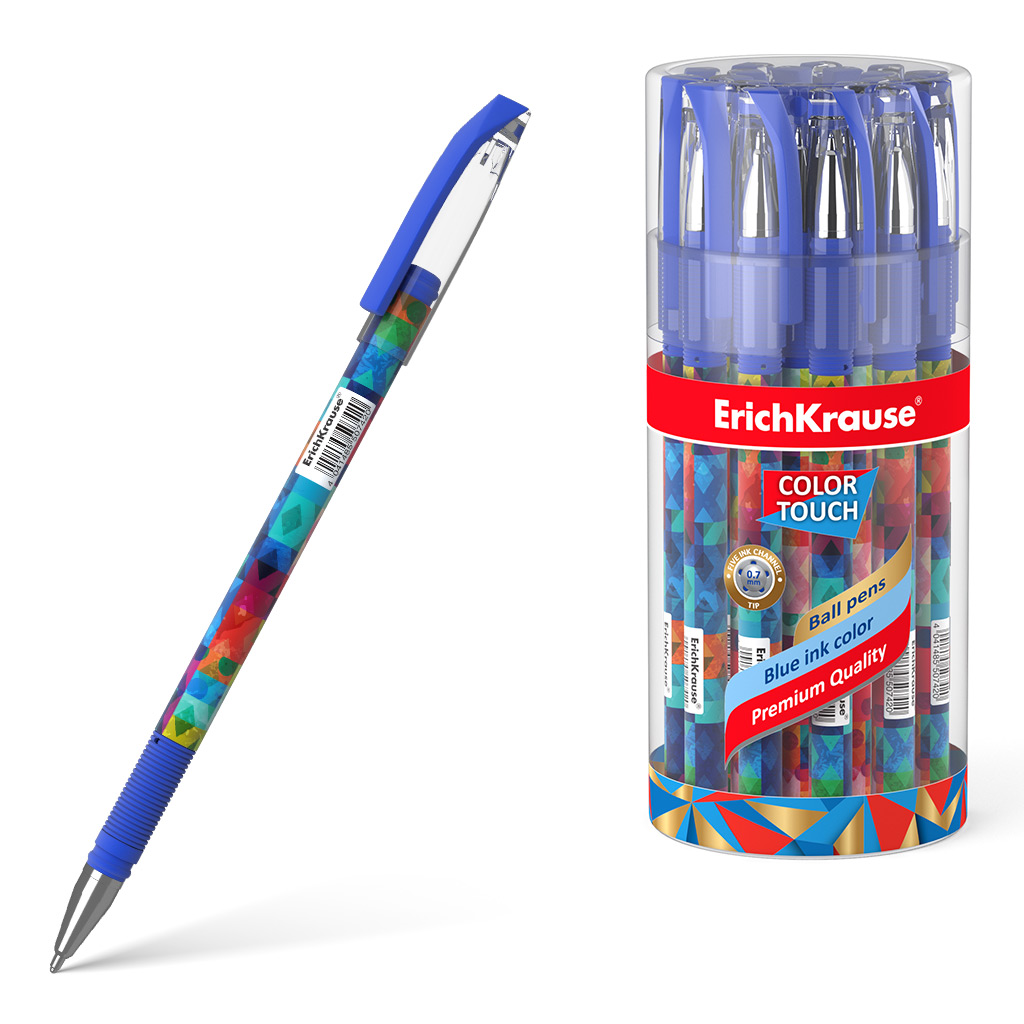 Ручка шариковая Erich Krause ColorTouch Patchwork синяя блок бумаг для записей 30 листов стикеры ручка шариковая синяя 0 7 мм