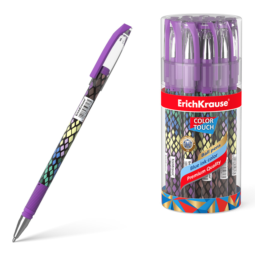 Ручка шариковая Erich Krause ColorTouch Purple Python синяя щётка расчёска двухсторонняя нескользящая ручка чёрно синяя 17 5 х 6 5 см