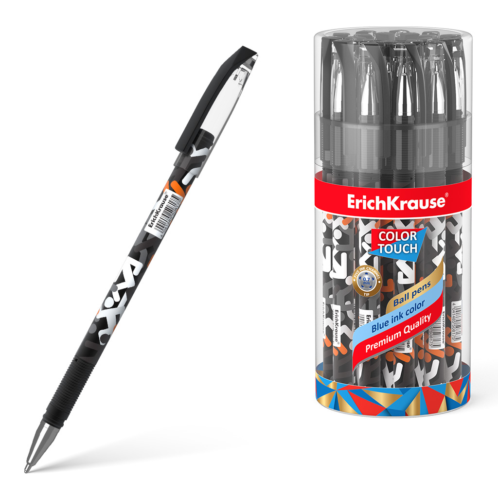 Ручка шариковая Erich Krause ColorTouch Walkers синяя щётка расчёска двухсторонняя нескользящая ручка чёрно синяя 17 5 х 6 5 см