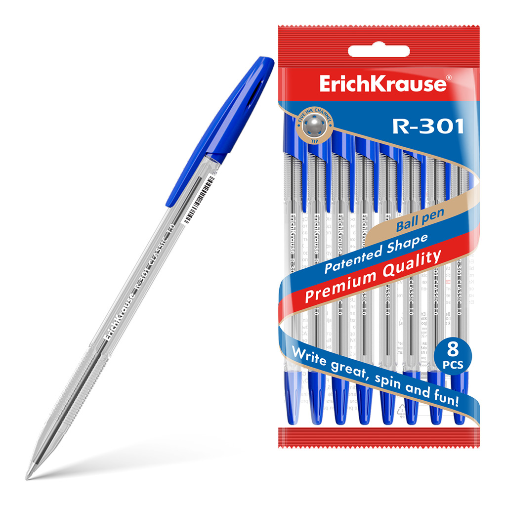 Ручка шариковая Erich Krause R-301 Classic Stick 1.0 синяя