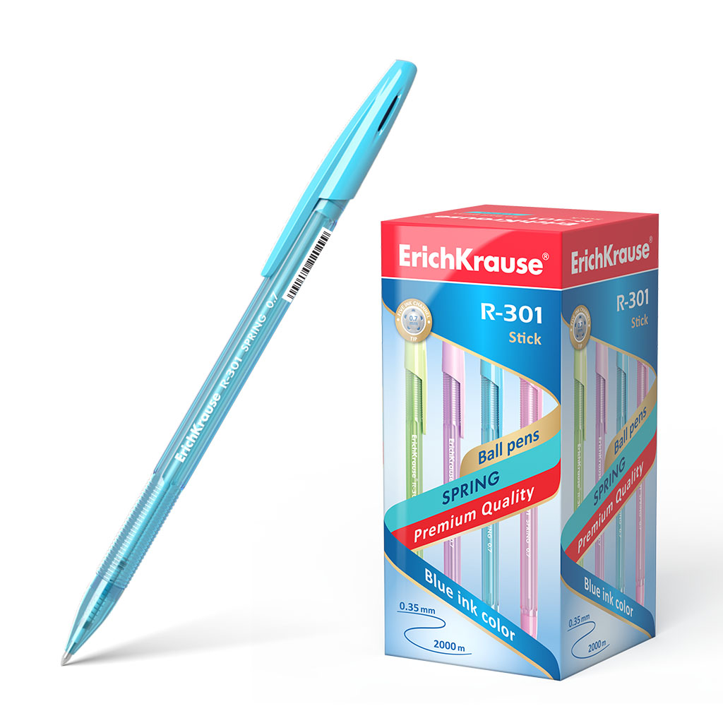 Ручка шариковая Erich Krause R-301 Spring Stick 0,7 синяя в ассортименте