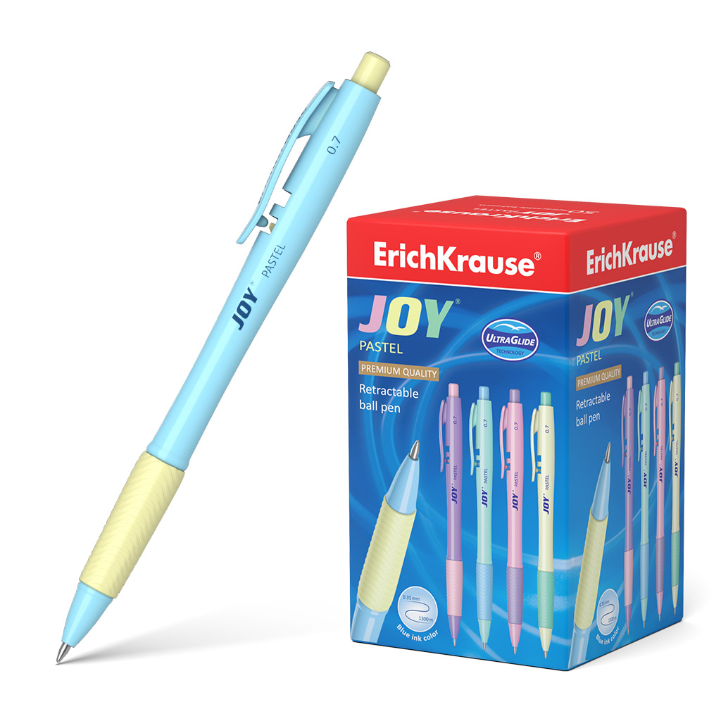 Ручка шариковая автоматическая Erich Krause JOY Pastel Ultra Glide Technology синяя в ассортименте