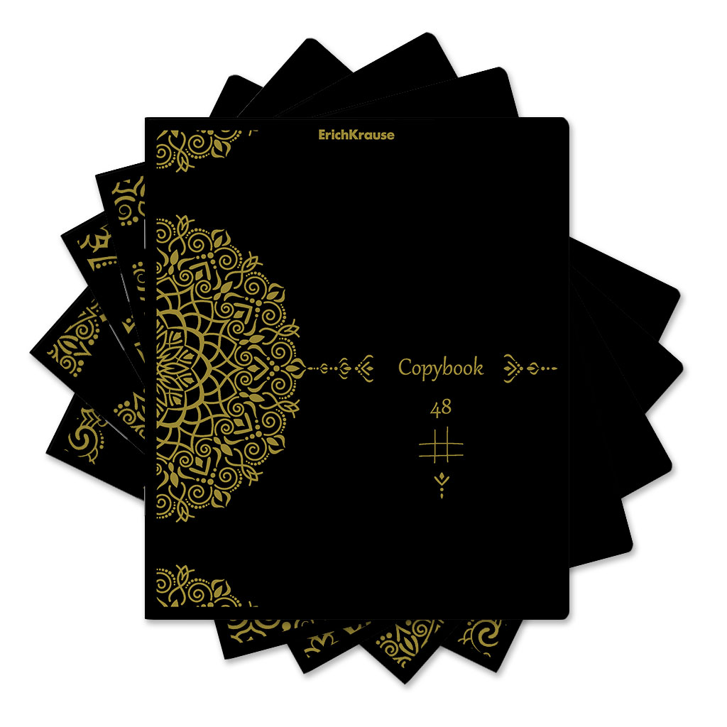 Тетрадь общая ученическая Erich Krause Ornament в клетку A5+ 48 листов тиснение золотом в ассортименте