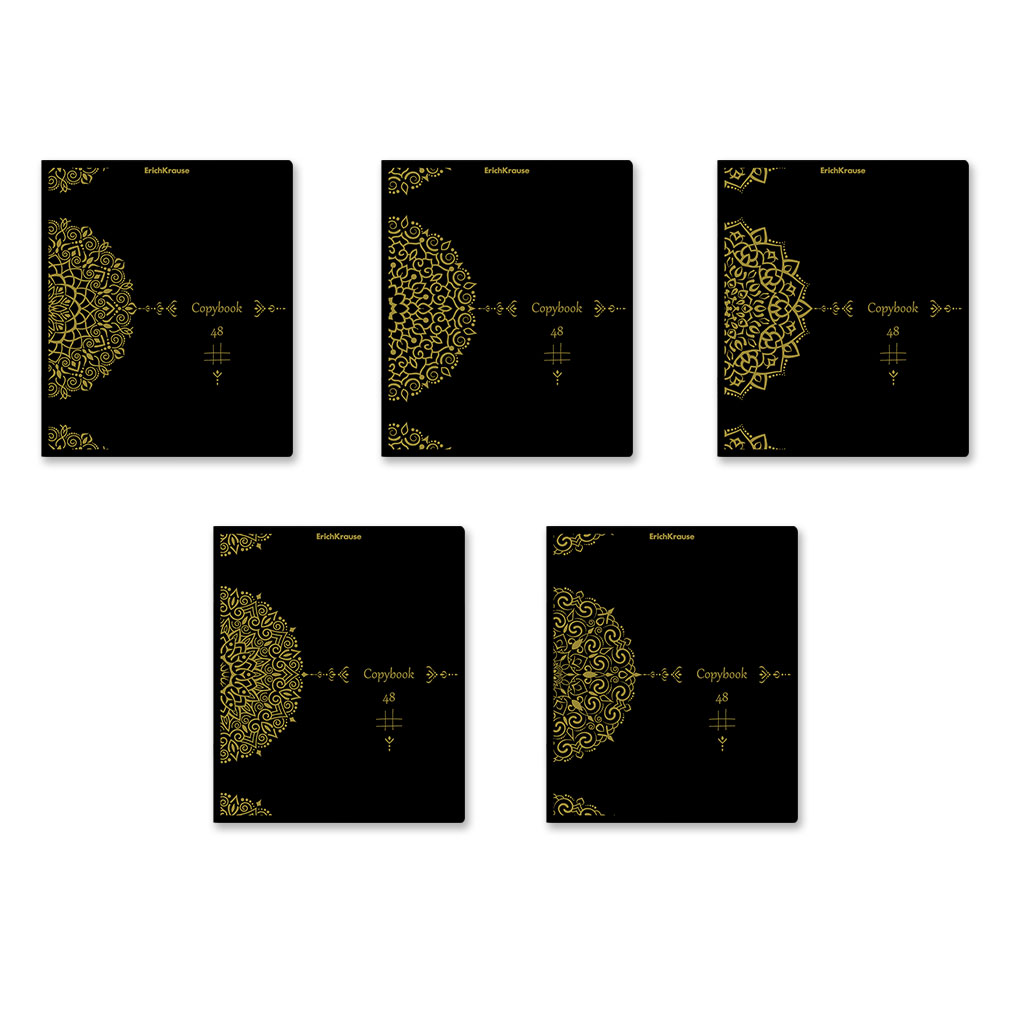 Тетрадь общая ученическая Erich Krause Ornament в клетку A5+ 48 листов тиснение золотом в ассортименте - фото 2