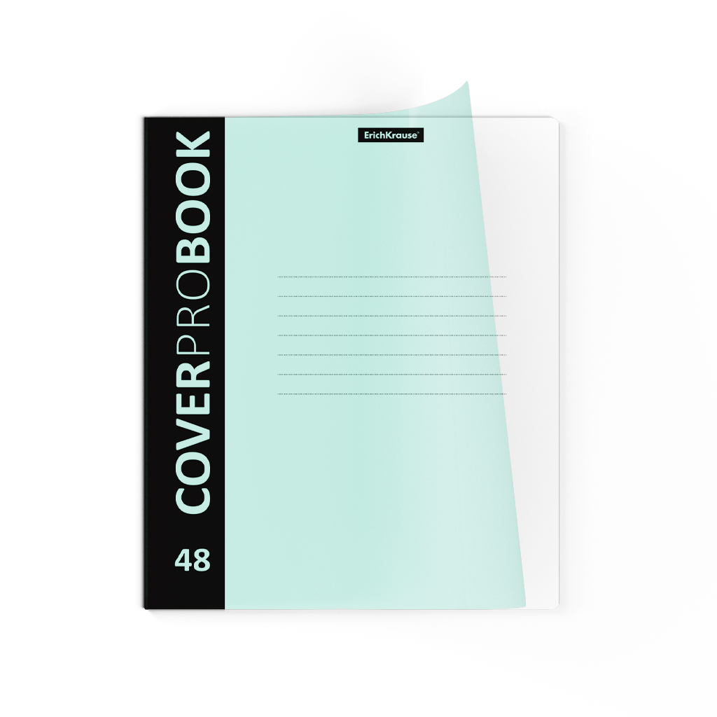 Тетрадь общая ученическая с пластиковой обложкой на скобе Erich Krause CoverProBook Pastel мятный в клетку А5+ 48 листов - фото 1