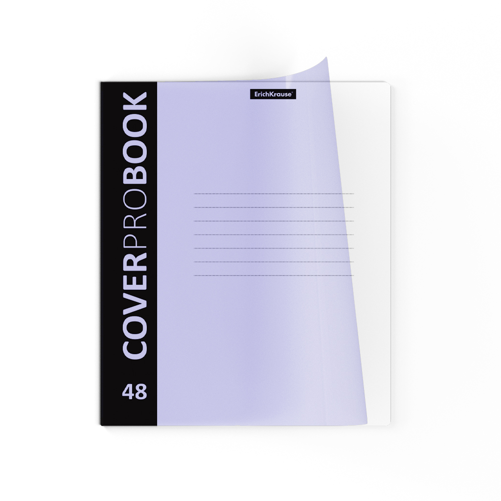 Тетрадь общая ученическая с пластиковой обложкой на скобе Erich Krause CoverProBook Pastel сиреневый в клетку А5+ 48 листов