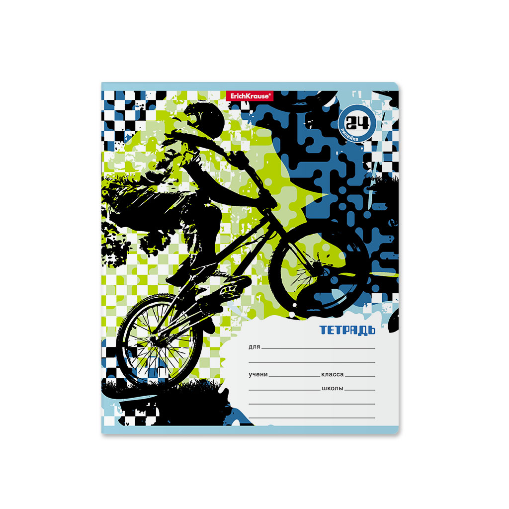 Тетрадь школьная ученическая Erich Krause Cyclist в линейку A5+ 24 листа, цвет мультиколор - фото 1