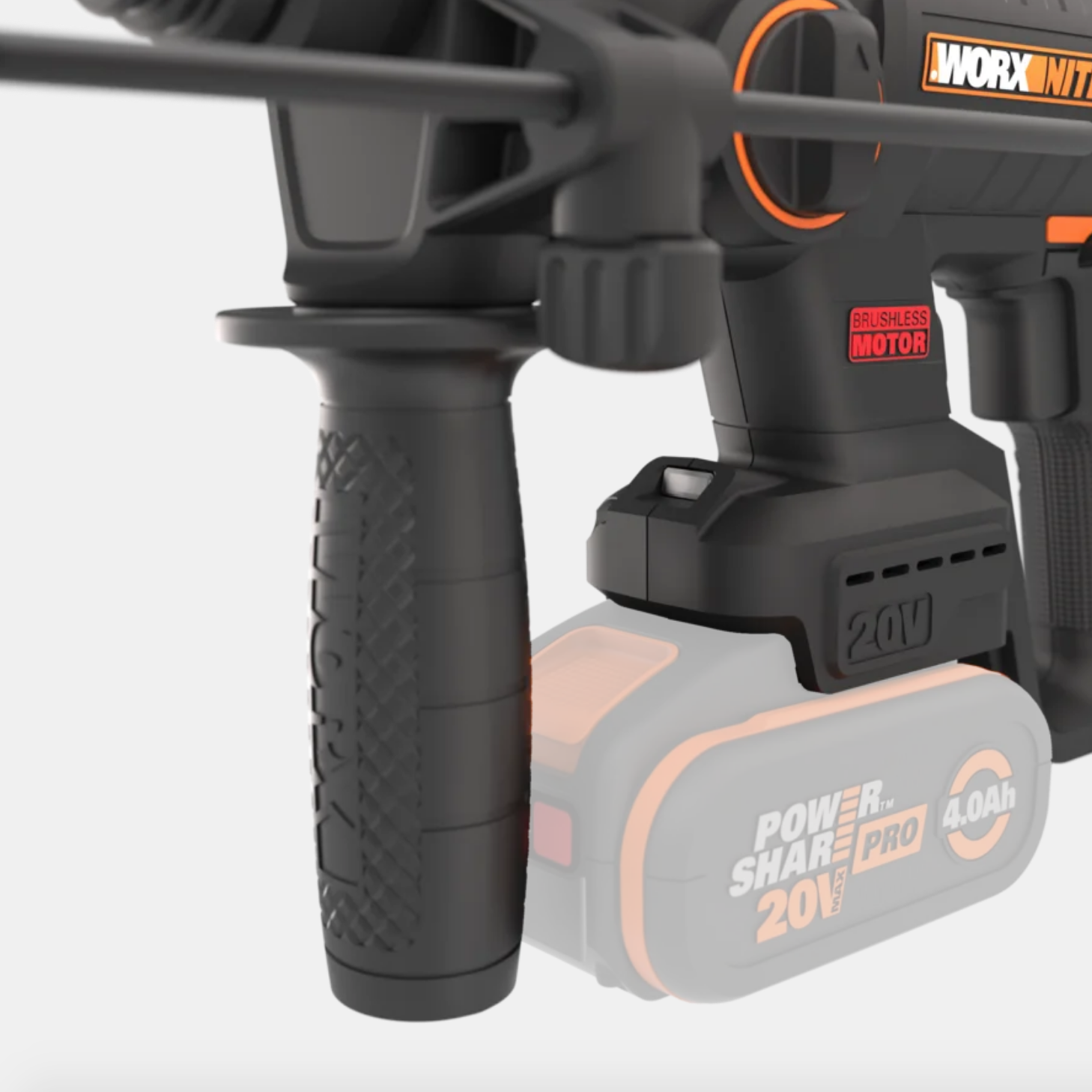 фото Перфоратор аккумуляторный бесщеточный worx wx381, 20в, 4ач x1, зу 2а, кейс