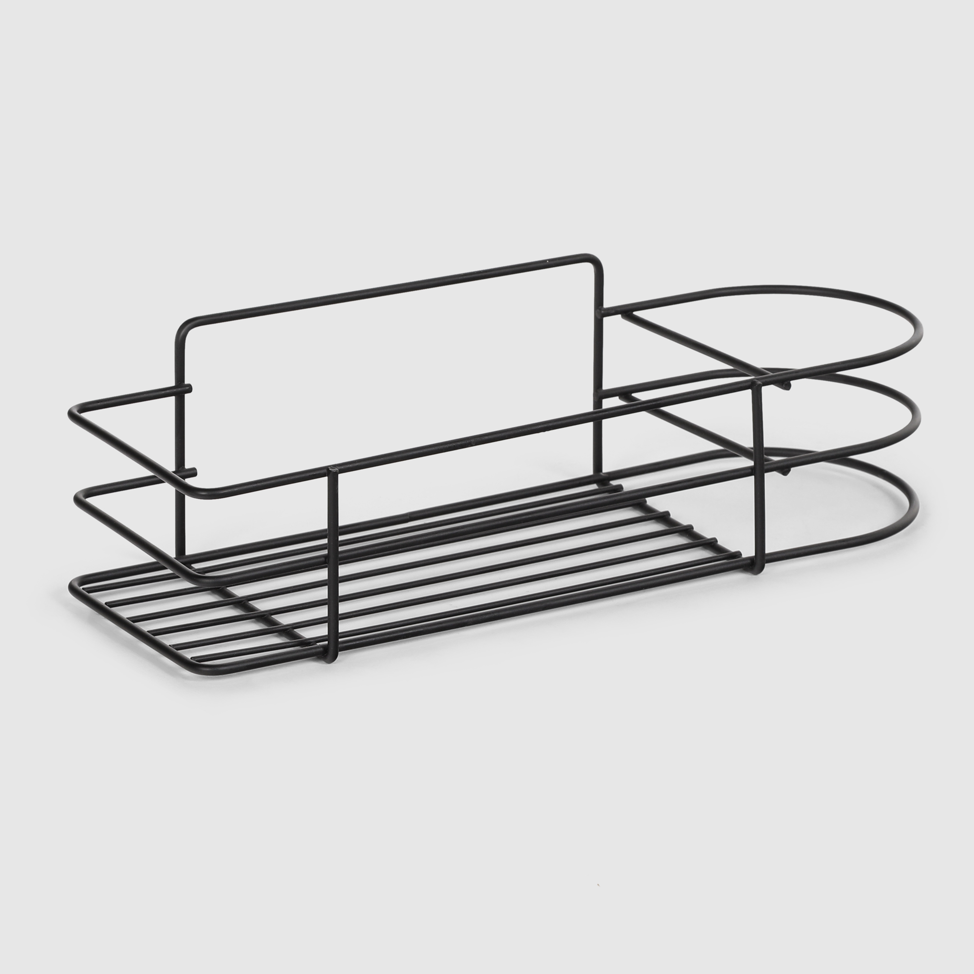 Полка одинарная Suntel с держателем для фена черная