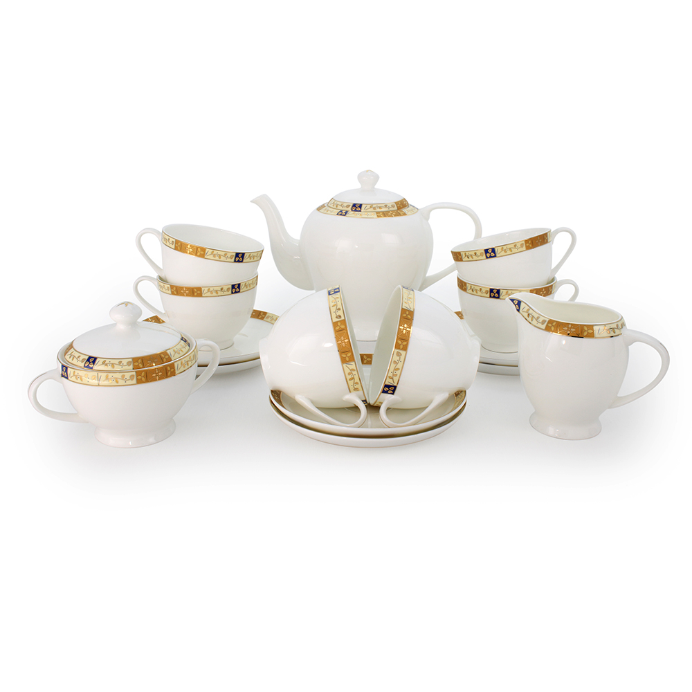 Сервиз чайный АККУ 7151/4А Золотая веточка 6 персон 15 предметов сервиз чайный royal crown тиара 12 персон 40 предметов